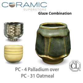 Palladium PC-04 over Oatmeal PC-31 Pottery Cone 5 Glaze Combination
